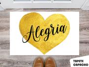 Tapete Capacho Personalizado Coraçao Dourado Alegria