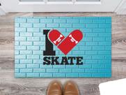 Tapete Capacho Personalizado Divertido Skate Eu Amo Skate