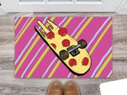 Tapete Capacho Personalizado Divertido Skate Pizza Tapete Capacho Personalizado Divertido Skate Pizza