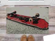 Tapete Capacho Personalizado Divertido Skate Vermelho Tapete Capacho Personalizado Divertido Skate Vermelho