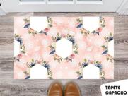Tapete Capacho Personalizado Espelhos Florais com Fundo Rose