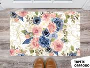 Tapete Capacho Personalizado Estampa Floral com Fundo Bege