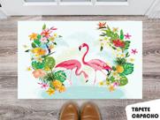 Tapete Capacho Personalizado Flamingos Floral