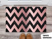 Tapete Capacho Personalizado Floral com Zig zag Rosa