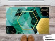 Tapete Capacho Personalizado Hexagonos Estampa Texturizada Verde Agua Tapete Capacho Personalizado Hexagonos Estampa Texturizada Verde Agua