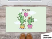 Tapete Capacho Personalizado I Love U Cactos