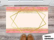 Tapete Capacho Personalizado Quadrados Rose com Detalhes Gold