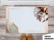 Tapete Capacho Personalizado Retângulo Floral Detalhes Gold