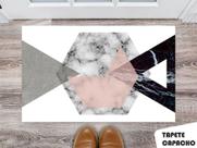 Tapete Capacho Personalizado Triângulos e Hexagonos Estampados