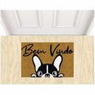 Tapete Capacho Vinil Bem vindo Bulldog Pets Para Decoração.