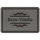 Tapete Capacho Vinilico Bem Vindo Estampado Cinza 60x40 cm - Cikala