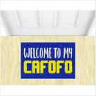Tapete capacho welcome to my cafofo, medida porta 60x40cm