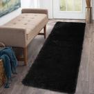 Tapete Caromio Runner, 61x244 cm, pelúcia, não solta, preto