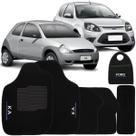 Tapete Carpete + Lixeira Ford Ka 1996 à 2013 Preto Logo Bordado Jogo 6 Peça Personalizado Automotivo