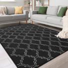 Tapete Chicrug 183 x 274 cm Preto e Branco Geométrico com Espuma de Memória