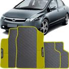 Tapete Civic de 2007 a 2011 Amarelo Jogo 4 Peças Emborrachado Corte na Medida Antiderrapante Premium