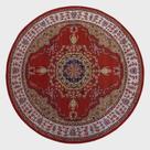Tapete Clássico Oriental Vermelho 1,50m Redondo Medalhão Persa