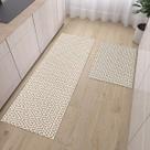 Tapete Conjunto Cozinha 2 Peças Passadeira Estilizado Geométrico 1,30m X 0,45m Capacho 0,65m X 0,45m Rústico Caramelo