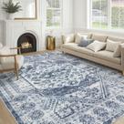 Tapete Cotiled 203x254cm Vintage Lavável Azul Desgastado Tapete Cotiled 203x254cm Vintage Lavável Azul Desgastado