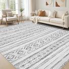 Tapete Cotiled 254x356 cm Lavável Boho Antiderrapante Creme Cinza Tapete Cotiled 254x356 cm Lavável Boho Antiderrapante Creme Cinza