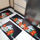 Tapete Cozinha 3 Pçs Antiderrapante Bule e Copo L. Vermelho
