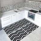 Tapete Cozinha 3 Pçs Tecido Jacquard com Látex - Kiev Preto