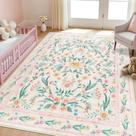 Tapete Dadasgk 152x213 cm rosa floral berçário de lã sintética macia Tapete Dadasgk 152x213 cm rosa floral berçário de lã sintética macia