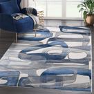 Tapete de Área Abani Regal REG130A Azul Cinza Lavável 61x91cm