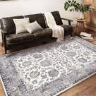 Tapete de área CHAMPLANT lavável 120 x 180 cm com design de treliça vintage