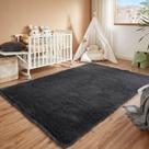 Tapete de área Floralux cinza escuro 120x180cm para sala de estar e quarto