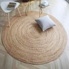 Tapete de área FREELISH DECOR, tecido à mão, juta, 90 cm, redondo, bege