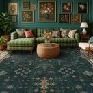 Tapete de área Hazo Haus Sala de estar vintage verde escuro 270x365cm
