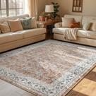 Tapete de Área jinchan 152x213 cm Laranja Boho de Pelo Baixo Antiderrapante