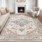 Tapete de área LOONGRUG Oriental Bloom Bege Azul 240x300cm