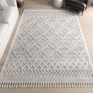 Tapete de área NuLoom Ansley Moroccan Tassel 160x230cm cinza claro