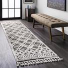 Tapete de área NuLoom Ansley Moroccan Tassel, poliéster cinza de 2 x 8 pés