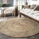 Tapete de área NuLoom Rigo Jute, fibra natural tecida à mão, 4 pés