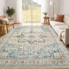 Tapete de Área Tortania para Sala de Estar - Tapete Boho Lavável 1,8x2,7m Vintage Oriental Desgastado Fino Grande para Sala, Quarto, Sob Mesa de Jantar e Escritório - Aqua Multicolorido Tapete de Área Tortania para Sala de Estar - Tapete Boho Lavável 1,8x2,7m Vintage Oriental Desgastado Fino Grande para Sala, Quarto, Sob Mesa de Jantar e Escritório - Aqua Multicolorido