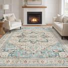 Tapete de Área Tortania para Sala de Estar - Tapetes Laváveis Boho Vintage Oriental Desgastado Estilo Fazenda Grande e Fino para Sala, Quarto, Sob Mesa de Jantar e Escritório - Aqua Multicolorido 10x14 Tapete de Área Tortania para Sala de Estar - Tapetes Laváveis Boho Vintage Oriental Desgastado Estilo Fazenda Grande e Fino para Sala, Quarto, Sob Mesa de Jantar e Escritório - Aqua Multicolorido 10x14