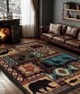 Tapete de área YIHOUSE 152 x 213 cm com design rústico de urso estilo cabana