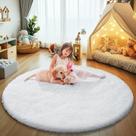 Tapete de área yulidayang branco fofo redondo de 90 cm x 90 cm para quarto