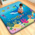 Tapete de Atividades para Bebê RONGFA, 127 cm x 127 cm, Espuma Acolchoada Grossa, Macio, Lavável na Máquina, Base Antiderrapante, Seguro para Engatinhar (Mar)
