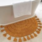 Tapete de banheiro Boho KIBAGA Half Circle 100% algodão com borlas