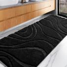 Tapete de banheiro DEXDE Runner 60x180cm, antiderrapante, lavável, creme, preto