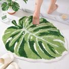 Tapete de banheiro Panstar Green Leaf Monstera Shaped Plush