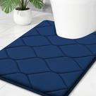Tapete de banheiro Smiry Memory Foam Tapete sanitário em forma de U azul marinho