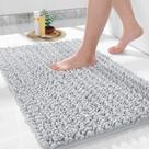 Tapete de banheiro Yimobra Chenille Shaggy Silver 60x40cm