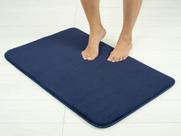 Tapete de banho American Soft Linen 53x81cm azul marinho antiderrapante