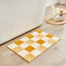 Tapete de banho CozeCube Checkered Antiderrapante Microfiber Harvest Gold