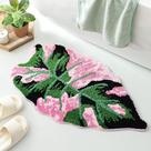 Tapete de banho Fosiyaa Green Leaf Rug Cute Monstera, antiderrapante